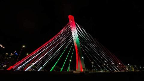 Мост Миленијум вечерас у бојама палестинске заставе