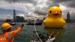 Izduvala se jedna od dvije džinovske patke u luci Hong Konga