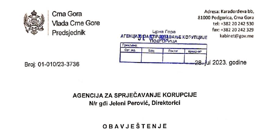 Premijerov dopis koji je dostavljen ASK-u