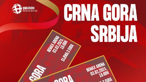 Posljednji kontigent karata za utakmicu Crna Gora-Srbija u prodaji od sjutra