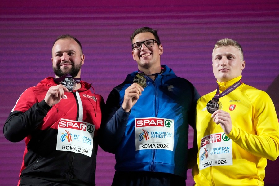 Lukas Vajshajdinger, Kristjan Čeh i Mikolas Alekna na pobjedničkom postolju